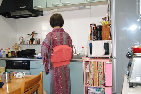 単衣の名もない紬と博多献上帯